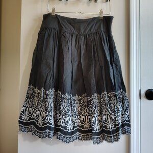 Madison Studio Black Embroidered Cotton Skirt – Size 12